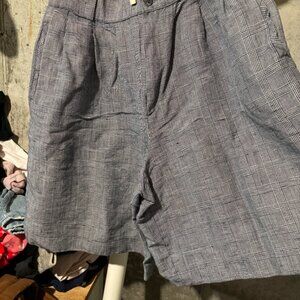 Vtg Giorgio Sant’ Angelo Black & White Plaid High Rise Pleat Mom Shorts Size 8